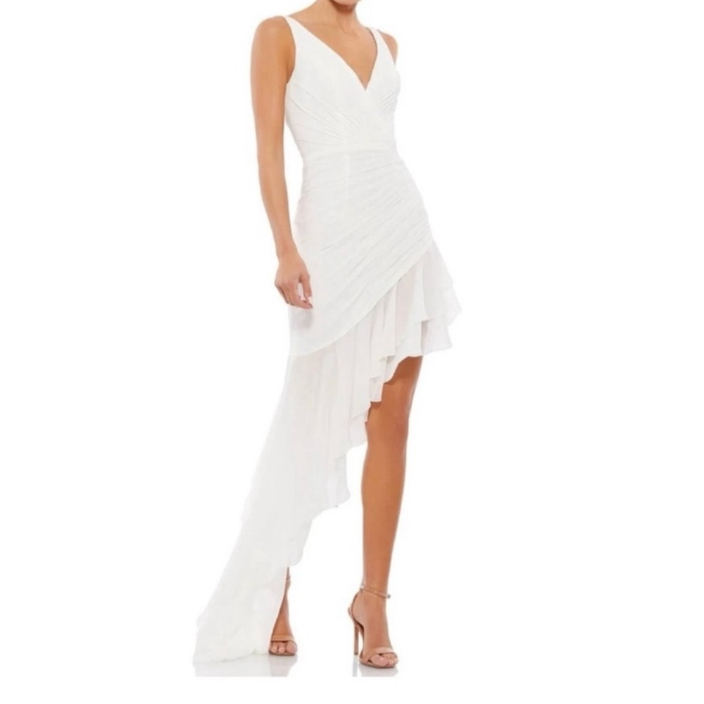 NEW - Mac Duggal White High Low Dress